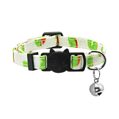 Jauka tauriņš kaķa kakla siksna Kakla zvans, regulējams Breakaway Lovely Bow mezgls kaķa kaklasiksna vasaras augļu apdruka Pet kaķēns kaķa kakla siksna