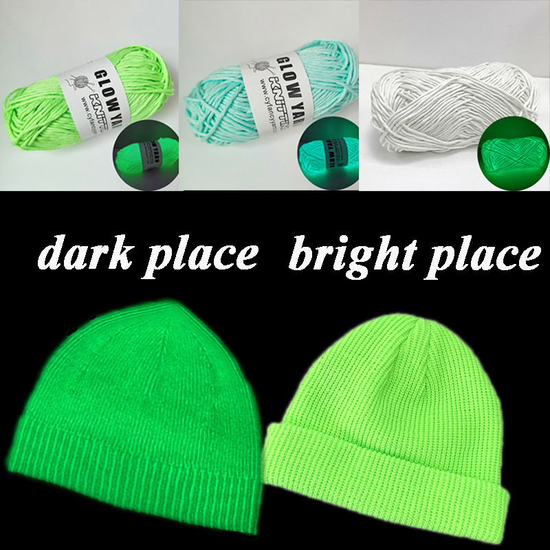 2022 legújabb funkcionális világító fonal, sötétben világító poliészter vaskos fonal, 53 m hosszú gyapjú kötőfonal horgolt pulóver sapkához