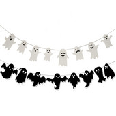 Halloween Party Dekoráció Terítés Por Szellem Zászló Kísérteties Halloween Happy Mall Ablak Óvoda Függő Garland Lakásdekoráció