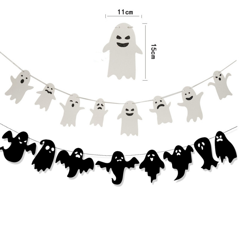 Halloween Party Dekoráció Terítés Por Szellem Zászló Kísérteties Halloween Happy Mall Ablak Óvoda Függő Garland Lakásdekoráció
