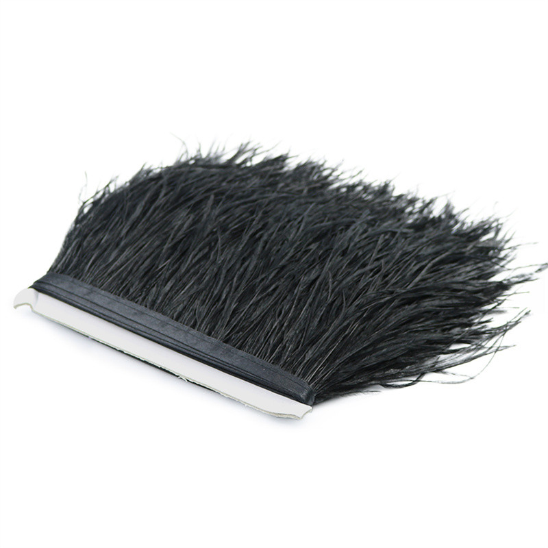 Μαύρα φτερά στρουθοκαμήλου 8-10/10-15 CM 1 Meter Trim Ribbon Selvage For DIY Plumes Χειροτεχνία Διακόσμησης Νυφικών Αξεσουάρ