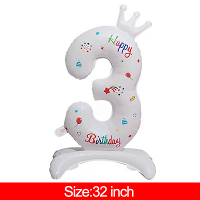 3-слойни големи балони за торта Честит рожден ден Cartoon Bear Cake Фолио балони за деца Рожден Ден Декорация Подпори Балони Играчки