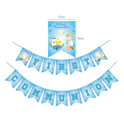 1 komplekts Rozā zils Pirmā Svētā Vakarēdiena reklāmkarogs Mi Primera lateksa balonu kūku pildījumi bērniem vakarēdienu ballīšu dekorēšanai