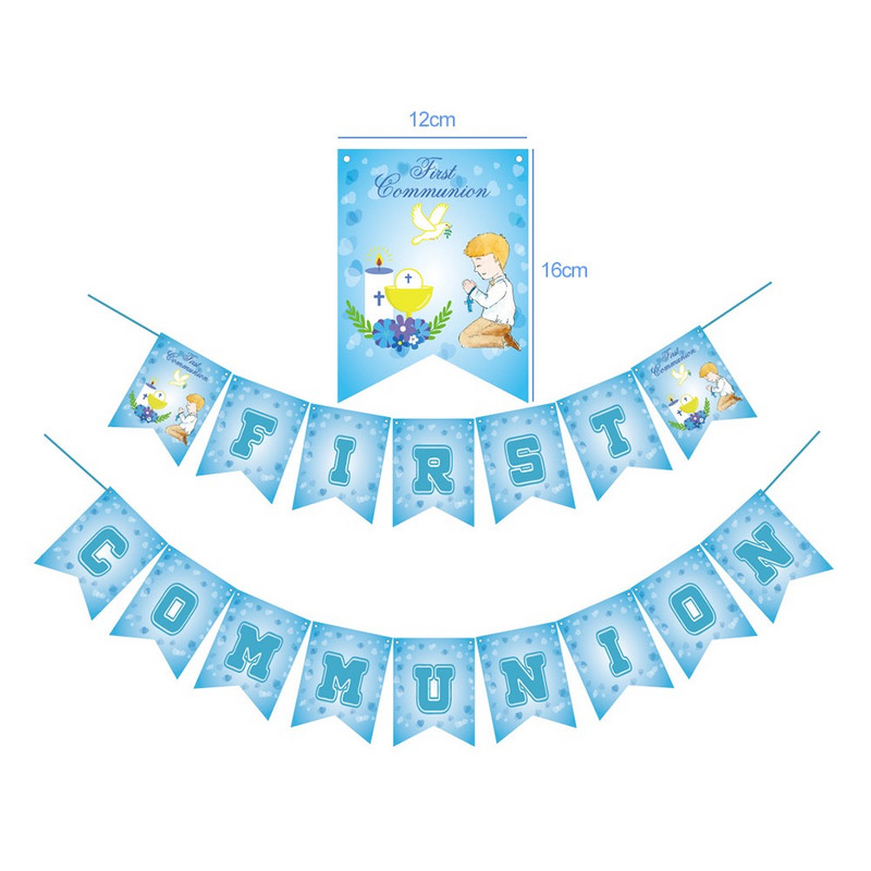 1 komplekts Rozā zils Pirmā Svētā Vakarēdiena reklāmkarogs Mi Primera lateksa balonu kūku pildījumi bērniem vakarēdienu ballīšu dekorēšanai
