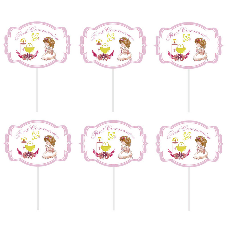 1 komplekts Rozā zils Pirmā Svētā Vakarēdiena reklāmkarogs Mi Primera lateksa balonu kūku pildījumi bērniem vakarēdienu ballīšu dekorēšanai