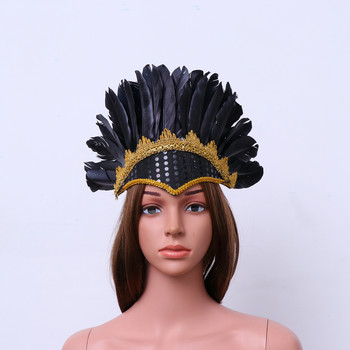 Fashion Feather Headdress Indian Party Feather Headdress Carnival Party Hair Band Dance Show Αξεσουάρ μαλλιών Καλλιτεχνική κόμμωση