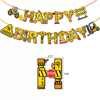 Багер Балони Строителство Трактор Тема Надуваем балон Превозно средство Банери Капкейк Toppers Baby Shower Парти за рожден ден на момчета