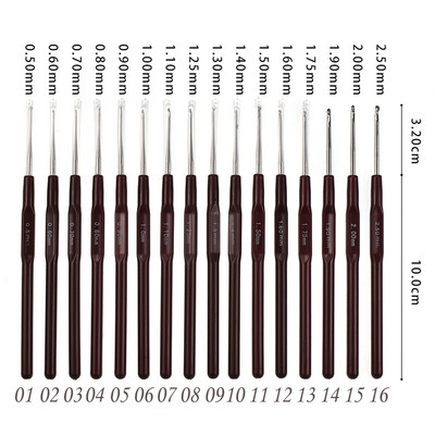 1/16 gab. Plastmasas rokturis Tamboradatas Rokturis Adāmadatas Komplekts Tamborējumi Adījumi Piespraudes DIY Amatniecības šūšanas rīks 0.5mm-2.5mm