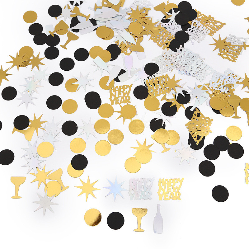 20g Vīna pudele Stikla Zelta burtiem Zvaigzne Konfeti Jaungada galda rotājums Smidzinātājs Papīrs Konfeti