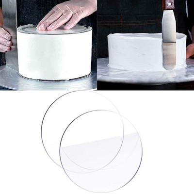 2 τμχ Στρογγυλοί ακρυλικοί δίσκοι κέικ Επάνω επαναχρησιμοποιήσιμες σανίδες κέικ Βάση δίσκου για κέικ Διακοσμητικές προμήθειες Αξεσουάρ ειδών ψησίματος