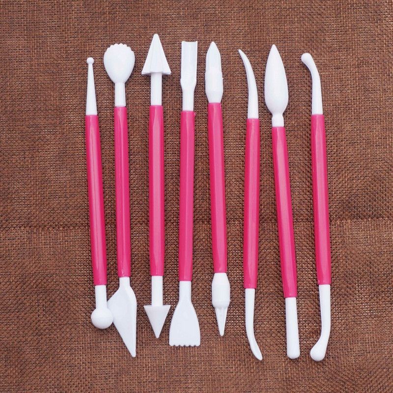 8tk/komplekt Fondant-koogi modelleerimistööriist Sugarcrafti lill 16 mustriga lõikuriratta tööriistad pulmakoogi kaunistamiseks pliiatsi koogivorm