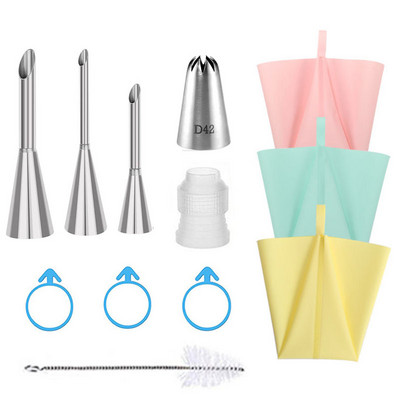 „Pasidaryk pats“ daugkartinio naudojimo silikoninis konditerijos maišelis, skirtas sluoksniuotų pyragų rinkiniui.