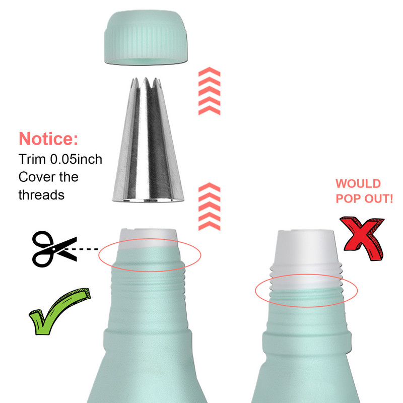 „Pasidaryk pats“ daugkartinio naudojimo silikoninis konditerijos maišelis, skirtas sluoksniuotų pyragų rinkiniui.