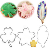 1gab Lapas ziedi metāla cepumu griezējs cepumi zīmogs konditoreja biskvīta veidne fondants cupcake konditorejas izstrādājumi cepšanas rīki reposterija