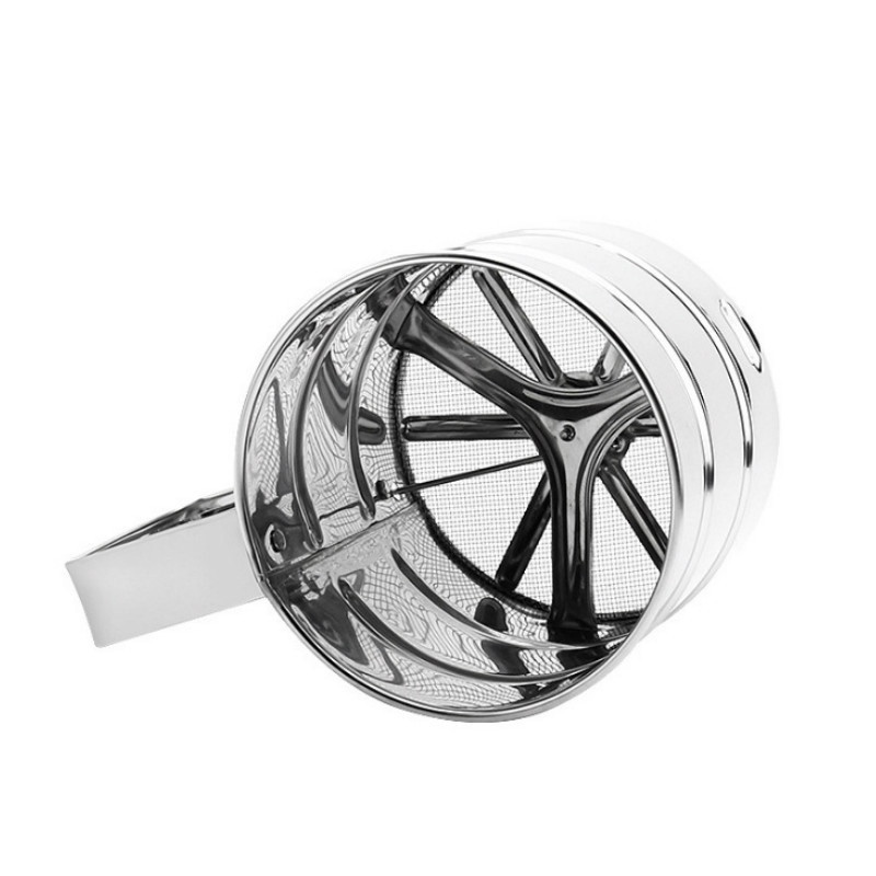 Nerūsējošā tērauda rokas miltu sieta krūze Nerūsējošā tērauda pulvera siets Rokas mazie miltu sieta cepšanas piederumi