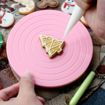 Περιστρεφόμενο τραπέζι 14cm Mini DIY Cake Πλαστικό ζαχαρωτό μπισκότο περιστρεφόμενη πλατφόρμα Στρογγυλή βάση για μπισκότα Περιστρεφόμενα εργαλεία κουζίνας