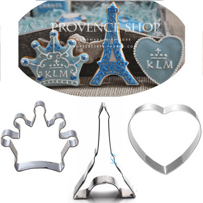 1pcs metal heart cutter dessert tower mold queen and king crowns cookie cutter cake decorating tools bread mould