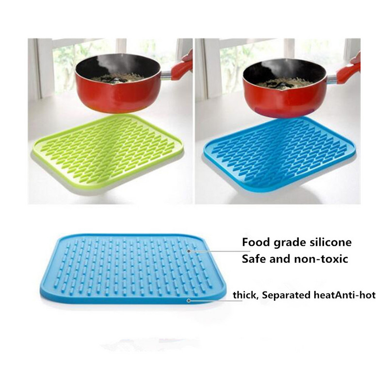 Sīkrīki Silikona pretkarstuma izolācijas paliktnis kvadrātveida pretslīdes paliktnis galda piederumu notekas trauku trauku paliktnis Silikona pretslīdēšanas paliktnis