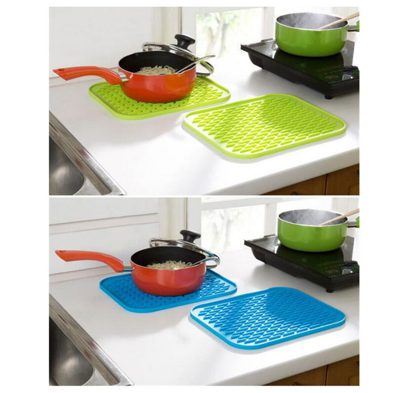 Sīkrīki Silikona pretkarstuma izolācijas paliktnis kvadrātveida pretslīdes paliktnis galda piederumu notekas trauku trauku paliktnis Silikona pretslīdēšanas paliktnis