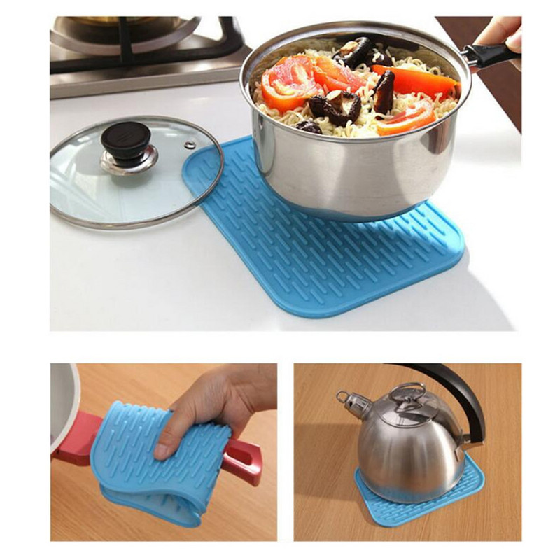 Sīkrīki Silikona pretkarstuma izolācijas paliktnis kvadrātveida pretslīdes paliktnis galda piederumu notekas trauku trauku paliktnis Silikona pretslīdēšanas paliktnis