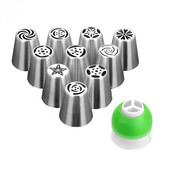 7/11 vnt. grietinėlės tešlos dekoravimo antgalių rinkinys nerūdijančio plieno rusiškojo tulpių glajaus vamzdelių vamzdeliai Tortų purkštukai Kekselių kepimo įrankiai