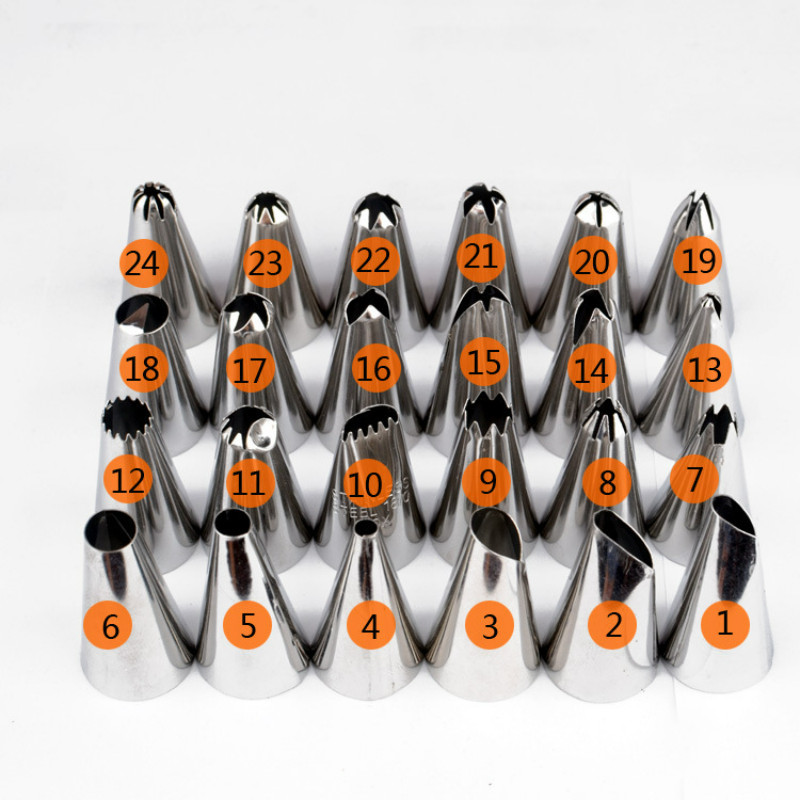 Ukrašavanje torti 10/24/48kom/set Mlaznice za cjevovode za glazuru od nehrđajućeg čelika dobre kvalitete Set savjeta za slastičarstvo Alati za pečenje torti Pribor