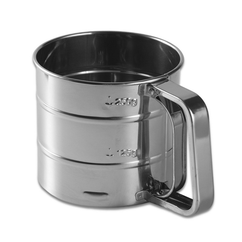 Ръчно сито за брашно, полуавтоматично, домашна кухня, цедка за пудра захар, чаша, мрежа от неръждаема стомана, инструмент за печене