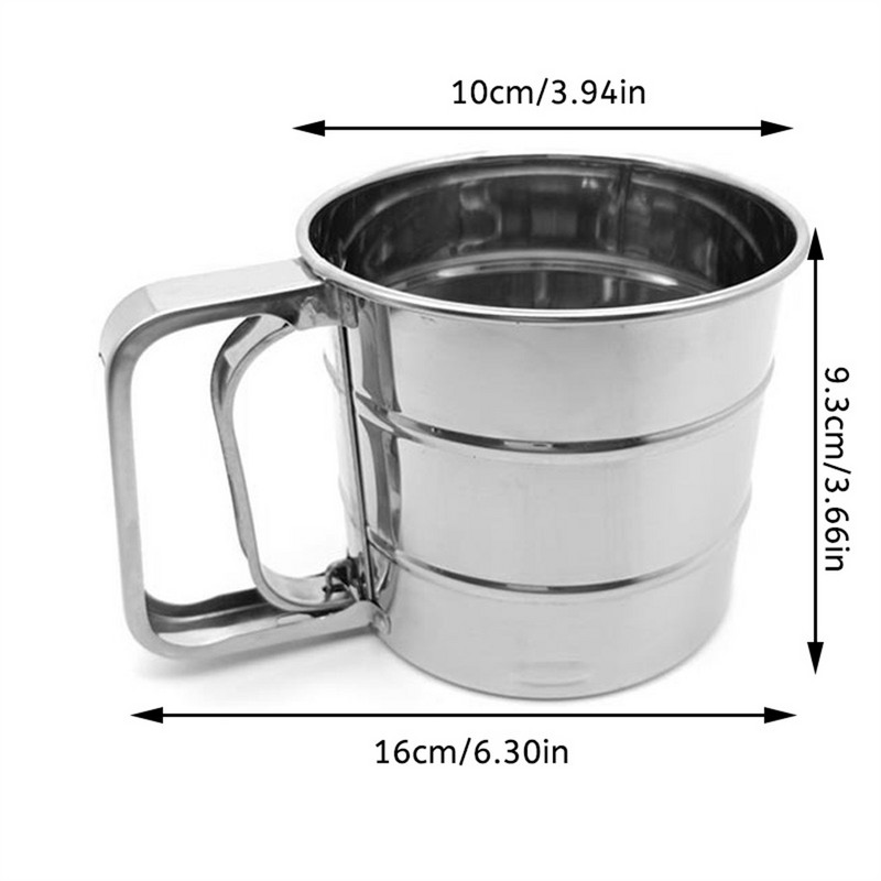Ръчно сито за брашно, полуавтоматично, домашна кухня, цедка за пудра захар, чаша, мрежа от неръждаема стомана, инструмент за печене