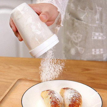 Πλαστικό χειροκίνητο σέικερ πούδρας με πλέγμα αλευριού κοσκινιστικό μπουλόνι ζάχαρης Icing Shaker Baking Shaker Sieve DIY Εργαλείο κουζίνας Bakeware
