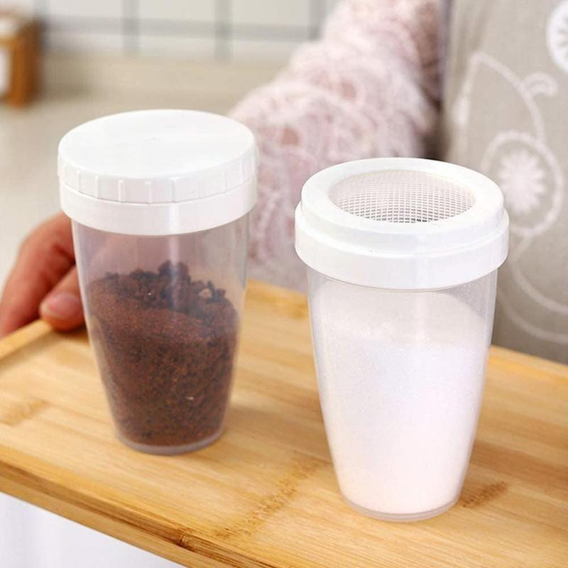 Plastmasas rokas pulvera kratītāja sieta miltu skrūve Sifter Manuāls cukura glazūras kratītājs cepšanas kratītājs siets DIY virtuves rīks cepšanai