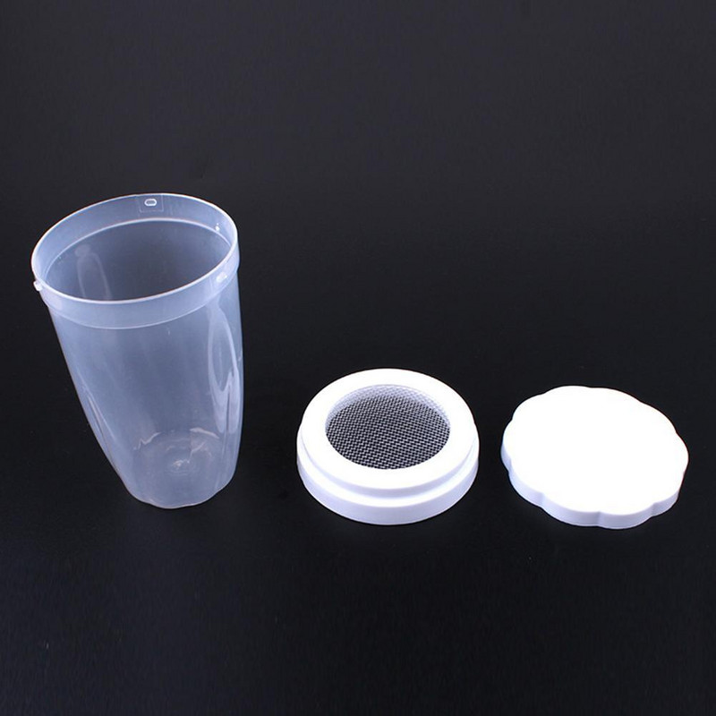 Plastmasas rokas pulvera kratītāja sieta miltu skrūve Sifter Manuāls cukura glazūras kratītājs cepšanas kratītājs siets DIY virtuves rīks cepšanai