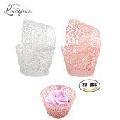 LMETJMA 20vnt./rinkinys Keksiukas 7 Spalvoti torto puodeliai Popieriniai Little Vine Lace Cupcake Muffin Dėkliukai vestuvių vakarėliui Gimtadieniui KC0109