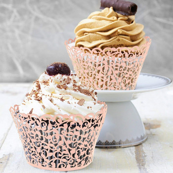 LMETJMA 20 бр./компл. Cupcake 7 цветни чаши за торта Paper Little Vine Lace Cupcake Muffin Case Тави за сватбено тържество Рожден ден KC0109