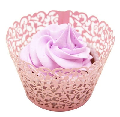 LMETJMA 20vnt./rinkinys Keksiukas 7 Spalvoti torto puodeliai Popieriniai Little Vine Lace Cupcake Muffin Dėkliukai vestuvių vakarėliui Gimtadieniui KC0109