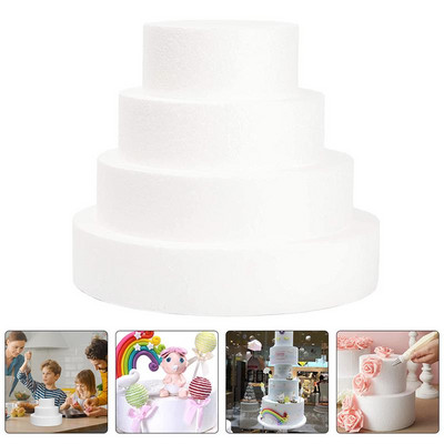 4 bucăți model de embrioni de tort din spumă, adunarea de prăjituri false, manechine multifuncționale pentru tort, modele de tort reutilizabile, accesoriu pentru petrecere.