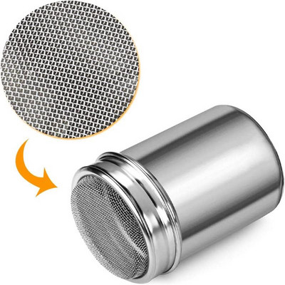 Nerūdijančio plieno miltelių sietelis su dangteliu Kavos miltelių cukraus kakavos miltų plaktuvas Kepimo reikmenys Virtuvės reikmenys