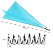 10db csővégek 1 csatlakozóval+ szilikon péksütemény csőzsák rozsdamentes acél fodros csővezeték fúvókák jegesedés hegyek készlet új