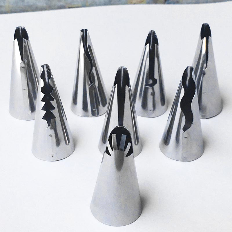 10db csővégek 1 csatlakozóval+ szilikon péksütemény csőzsák rozsdamentes acél fodros csővezeték fúvókák jegesedés hegyek készlet új