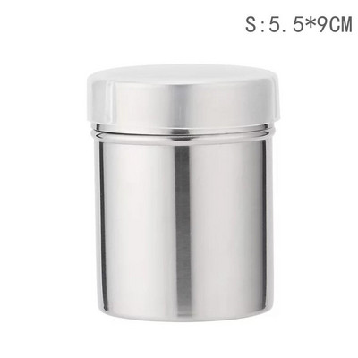 Nerūsējošā tērauda kafijas šokolādes kratītājs pūdercukura miltu smalka tīkla smidzinātājs cepšanai ar vāku