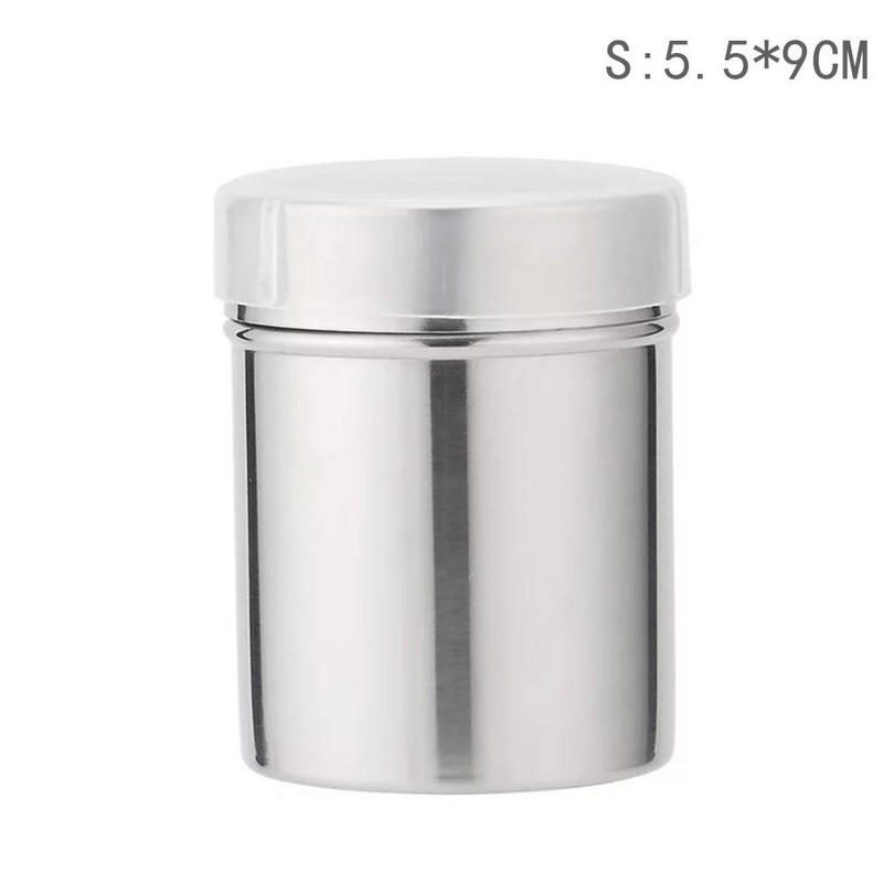 Nerūsējošā tērauda kafijas šokolādes kratītājs pūdercukura miltu smalka tīkla smidzinātājs cepšanai ar vāku