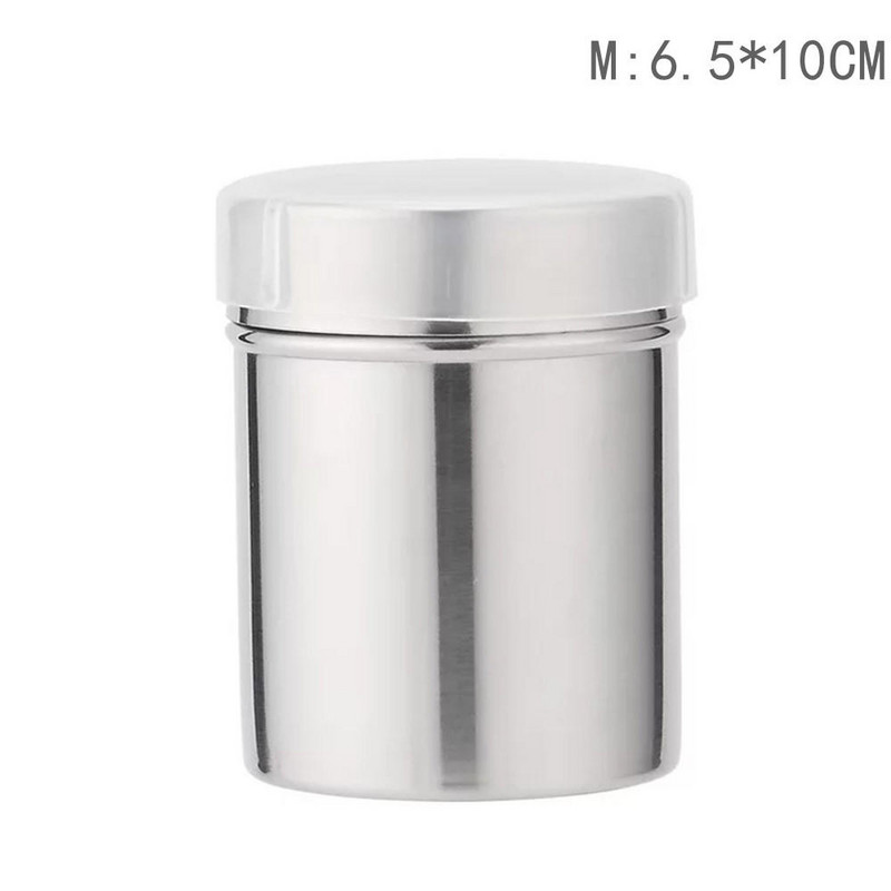 Nerūsējošā tērauda kafijas šokolādes kratītājs pūdercukura miltu smalka tīkla smidzinātājs cepšanai ar vāku