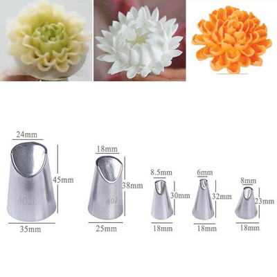 1/3/5/7gab/krizantēmas komplekts Sprausla Glazūra Caurules Konditorejas Uzgaļi Virtuves sīkrīku cepšanas piederumi Kūku dekorēšanas rīku izgatavošana