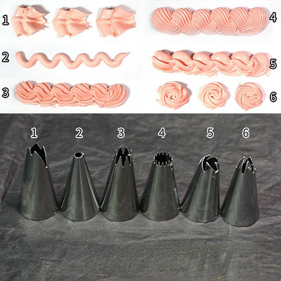 Sprauslas Konditorejas izstrādājumu dekorēšanas padomi Kūku kēksu dekorēšanas rīks 6/10 gab./komplekts Kāzu krievu sprauslas konditorejas izstrādājumu kārtainās svārki glazūras caurules
