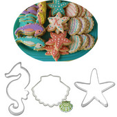 1vnt jūros žvaigždžių sausainių formelė kriauklės formos torto įrankiai fondantas cukraus gaminimo formos metalinis sausainių antspaudas jūros arklio pjaustyklė duonos forma