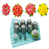 2-13db Orosz tulipán jegesedés csövek fúvókák rozsdamentes acél virágkrém tészta hegyek fúvókák zacskó Cupcake torta díszítő eszközök