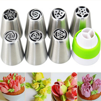 2-13db Orosz tulipán jegesedés csövek fúvókák rozsdamentes acél virágkrém tészta hegyek fúvókák zacskó Cupcake torta díszítő eszközök