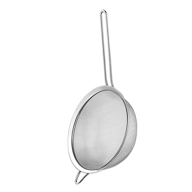 Rozsdamentes acél finomhálós lisztszita sütéshez fogantyús lisztszita sütőtartozékok 0859