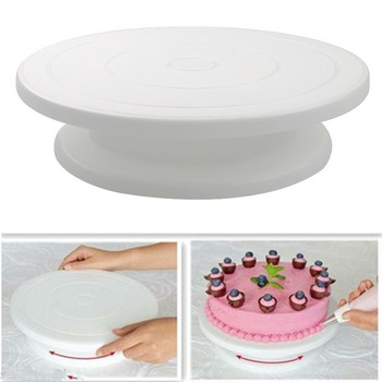 Пластмасова чиния за торта Въртяща се противоплъзгаща кръгла стойка за торта Въртяща се маса за декорация на торта Кухня Направи си сам Инструмент за печене на тава