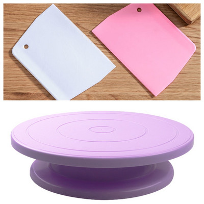 Plastmasas kūkas plākšņu grozāmais galds, rotējošs pretslīdēšanas apaļš kūkas statīvs kūkas dekorēšanai rotējošais galds virtuves rīks cepšanai.