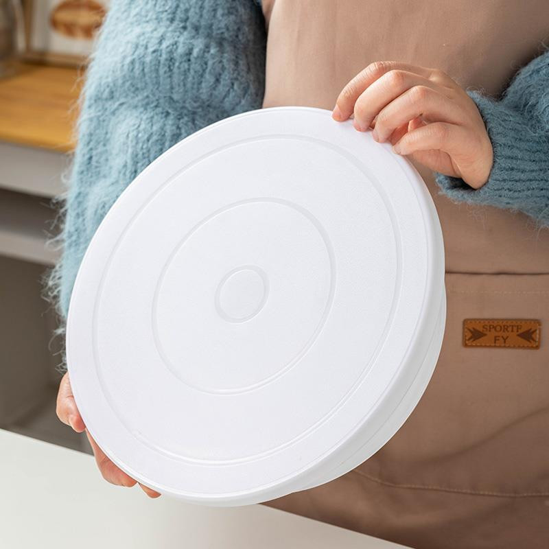 Plastmasas kūkas plākšņu grozāmais galds, rotējošs pretslīdēšanas apaļš kūkas statīvs kūkas dekorēšanai rotējošais galds virtuves rīks cepšanai.